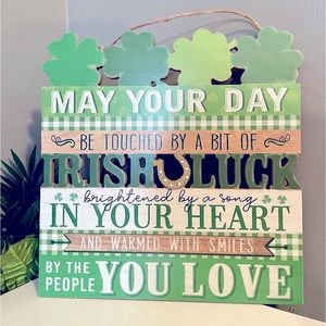 St. Patrick’s Day Wall Decor -Lucky Poem, Green Wood Sign 🍀 NWT, Irish Holiday